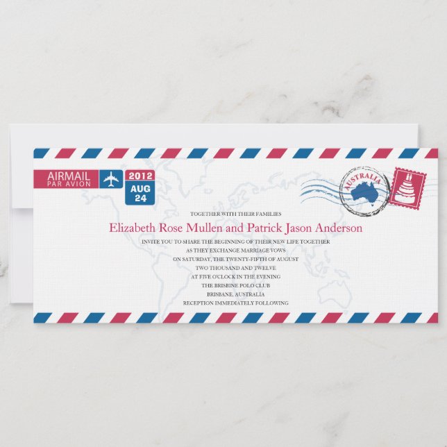 Convite para casamento aéreo na Austrália (Frente)