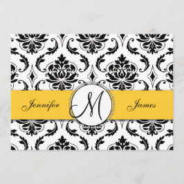 Convite para Casamento Amarelo Damasco Branco Negr