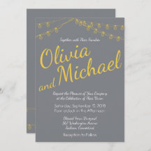 Convite para Casamento Amarelo e Cinza com Luzes