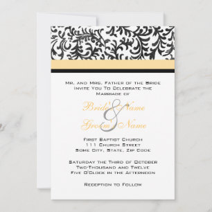 Convite para Casamento Amarelo e Negro