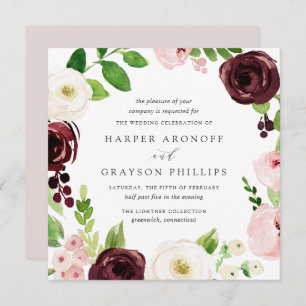 Convite para Casamento ao Quadrado do Blush Romanc