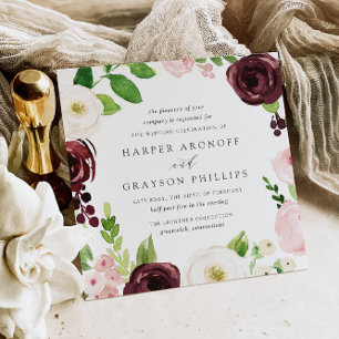 Convite para Casamento ao Quadrado do Blush Romanc