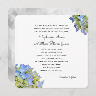 Convite para Casamento ao Quadrado Floral Azul Cla