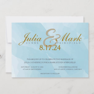 Convite para Casamento Aqua Watercolor