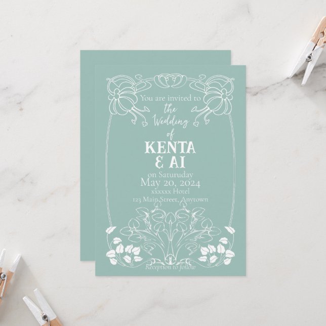 Convite para Casamento Art Nouveau (Frente/Verso In Situ)