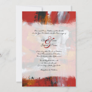 Convite para Casamento Artístico Vermelho e Negro