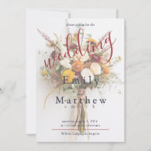 Convite para Casamento Autumn Blooms Boho