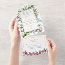 Convite para Casamento Ava Winter Berries com RSVP
