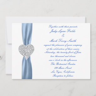 Convite para Casamento Azul com Coração Diamante