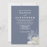 Convite para casamento azul da praia de Seashell