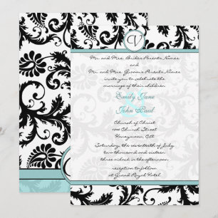 Convite para Casamento Azul de Azul Azul Azul de D