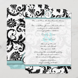 Convite para Casamento Azul de Azul Azul Azul de D