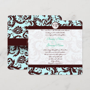 Convite para Casamento Azul de Azul de Damasco Pro