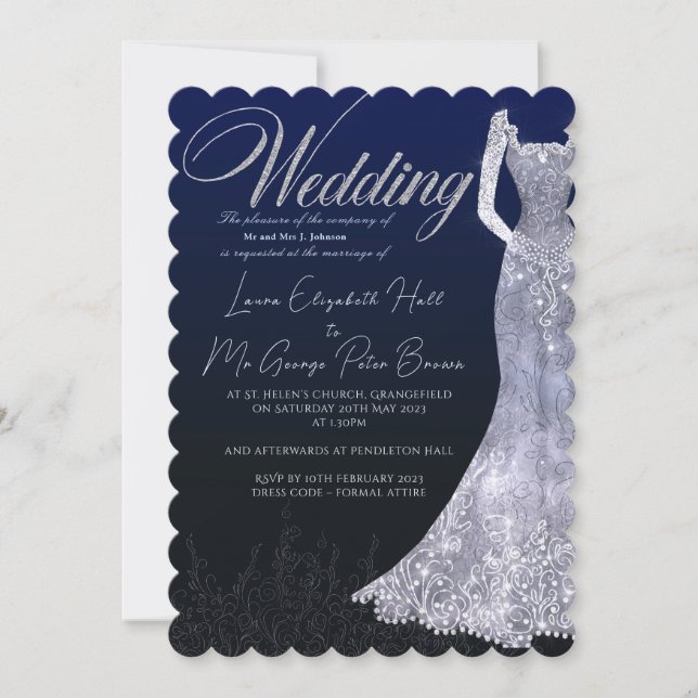 Convite para casamento azul de diamante de brava (Frente)