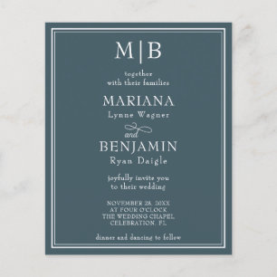 Convite para Casamento Azul de Fronteira Vinculada