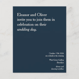 Convite para Casamento Azul de Marinho Elegante Mo