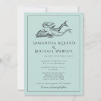 Convite para Casamento Azul de Mermaid Beach