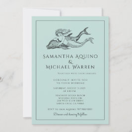Convite para Casamento Azul de Mermaid Beach