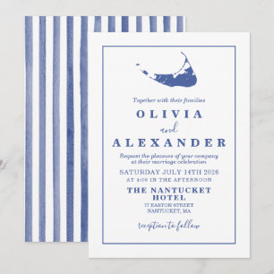 Convite para casamento azul de Nantucket