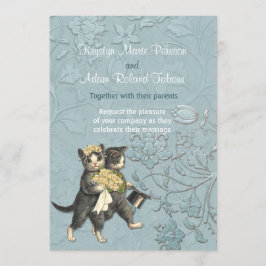 Convite Para Casamento Azul De Posh Cats Aqua