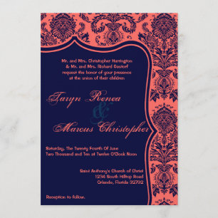 Convite para Casamento Azul de Raiva Azul - Marinh
