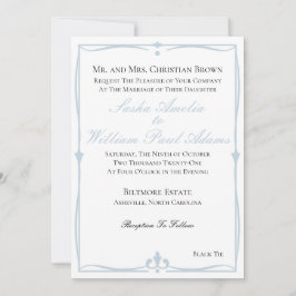 Convite para Casamento Azul Dusty