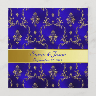 Convite para casamento — Azul e Dourado