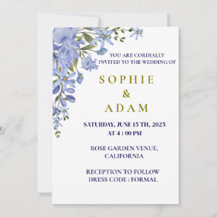 Convite Para Casamento Azul Elegante E Verde Oleíc
