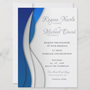 Convite para Casamento Azul Elegante, Formal e Mod
