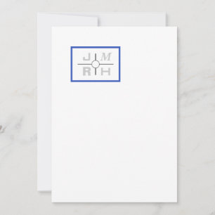 Convite para Casamento Azul em Grade Moderna