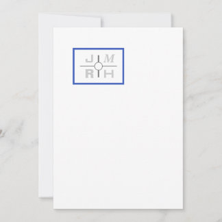 Convite para Casamento Azul em Grade Moderna