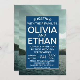 Convite para Casamento Azul marinho Praia