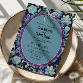 Convite para casamento azul mexicano