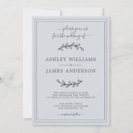 Convite para Casamento Azul Pastel Elegante