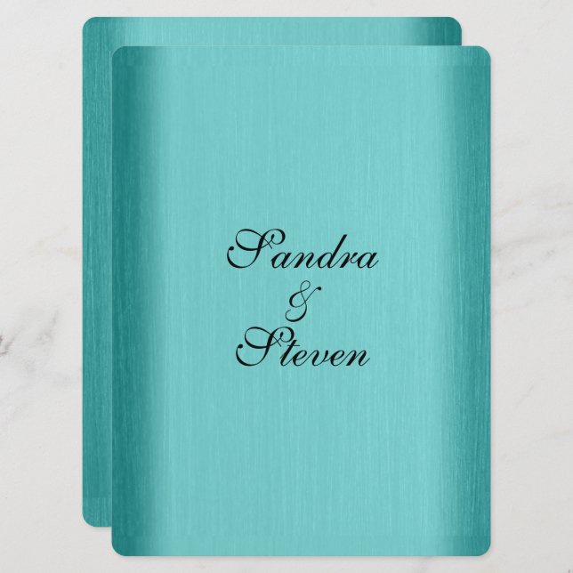 Convite para Casamento Azul Teal (Frente/Verso)