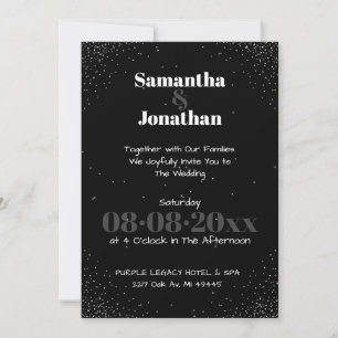Convite para Casamento Black Simple Dark Sky