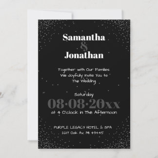 Convite para Casamento Black Simple Dark Sky