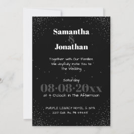 Convite para Casamento Black Simple Dark Sky