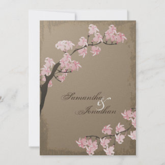 Convite Para Casamento - Blossom De Cereja Marrom
