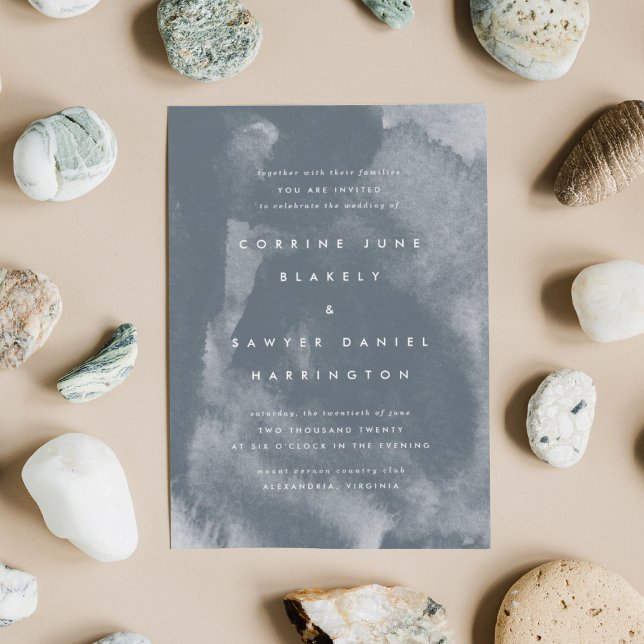 Convite para Casamento Blue Boho Watercolor (Criador carregado)