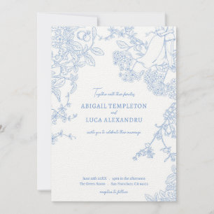Convite para Casamento Blue Chinoiserie Toile de J