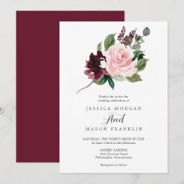 Convite para Casamento Blush Burgundy