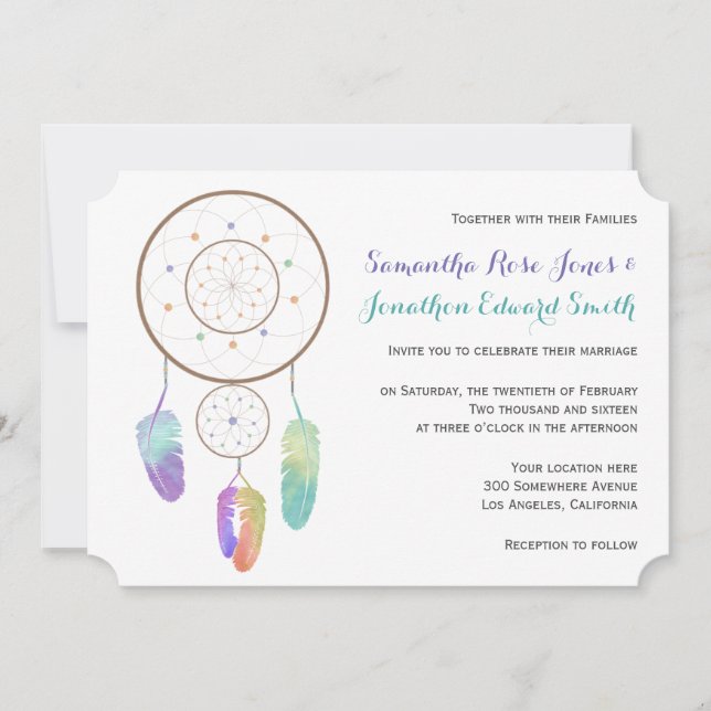 Convite para Casamento Boho Dreamcatcher (Frente)
