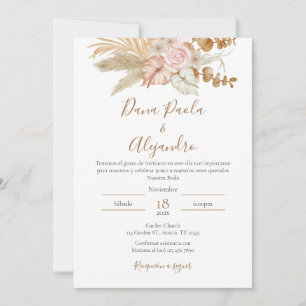 Convite para casamento Boho Floral em espanhol