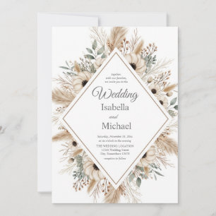 Convite para Casamento Boho Watercolor com Diamond