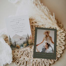 Convite para Casamento Boho Watercolor Mountain
