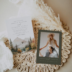 Convite para Casamento Boho Watercolor Mountain