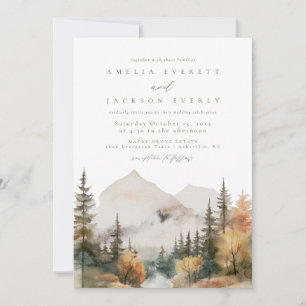 Convite para Casamento Boho Watercolor Mountain