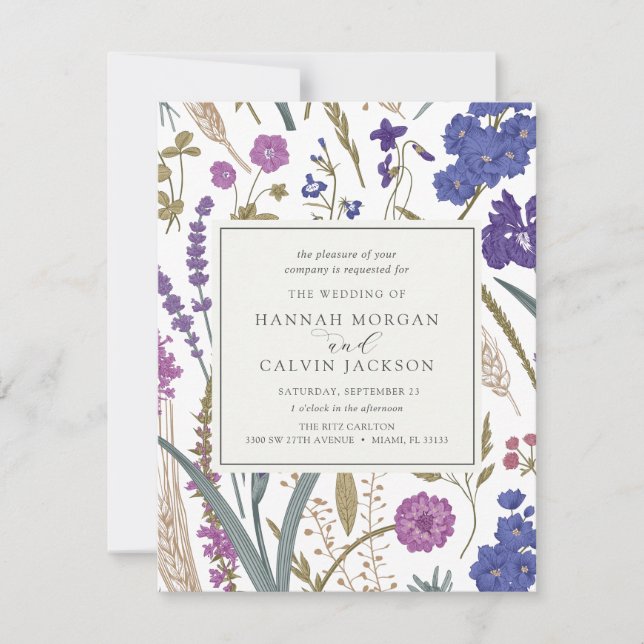 Convite para Casamento Boho Wildflower (Frente)