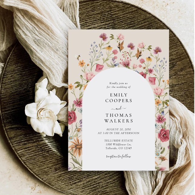 Convite para Casamento Boho Wildflower (Criador carregado)